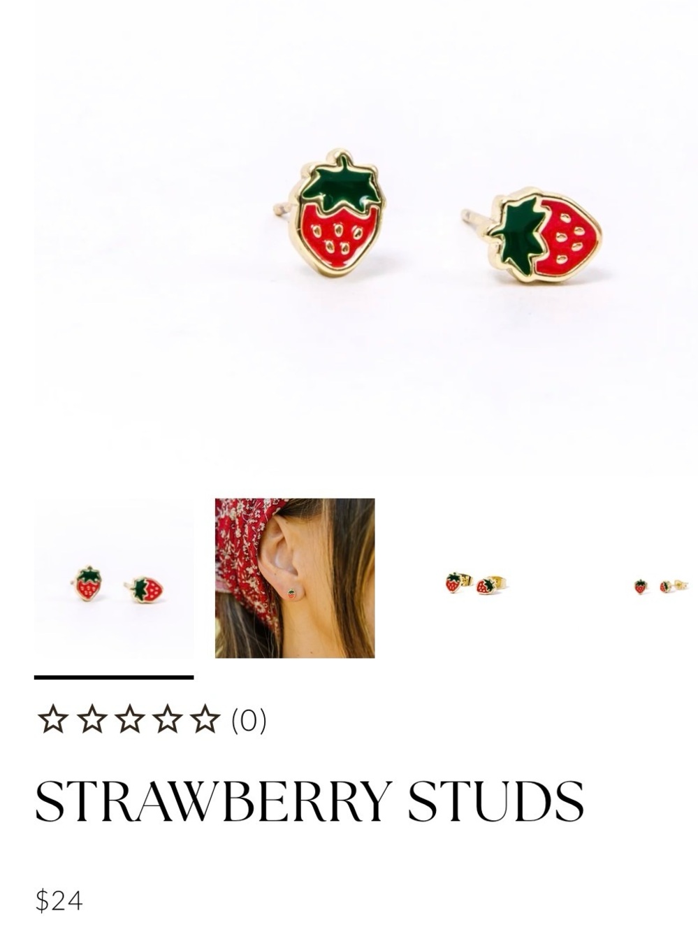 Hey June gold-filled strawberry studs